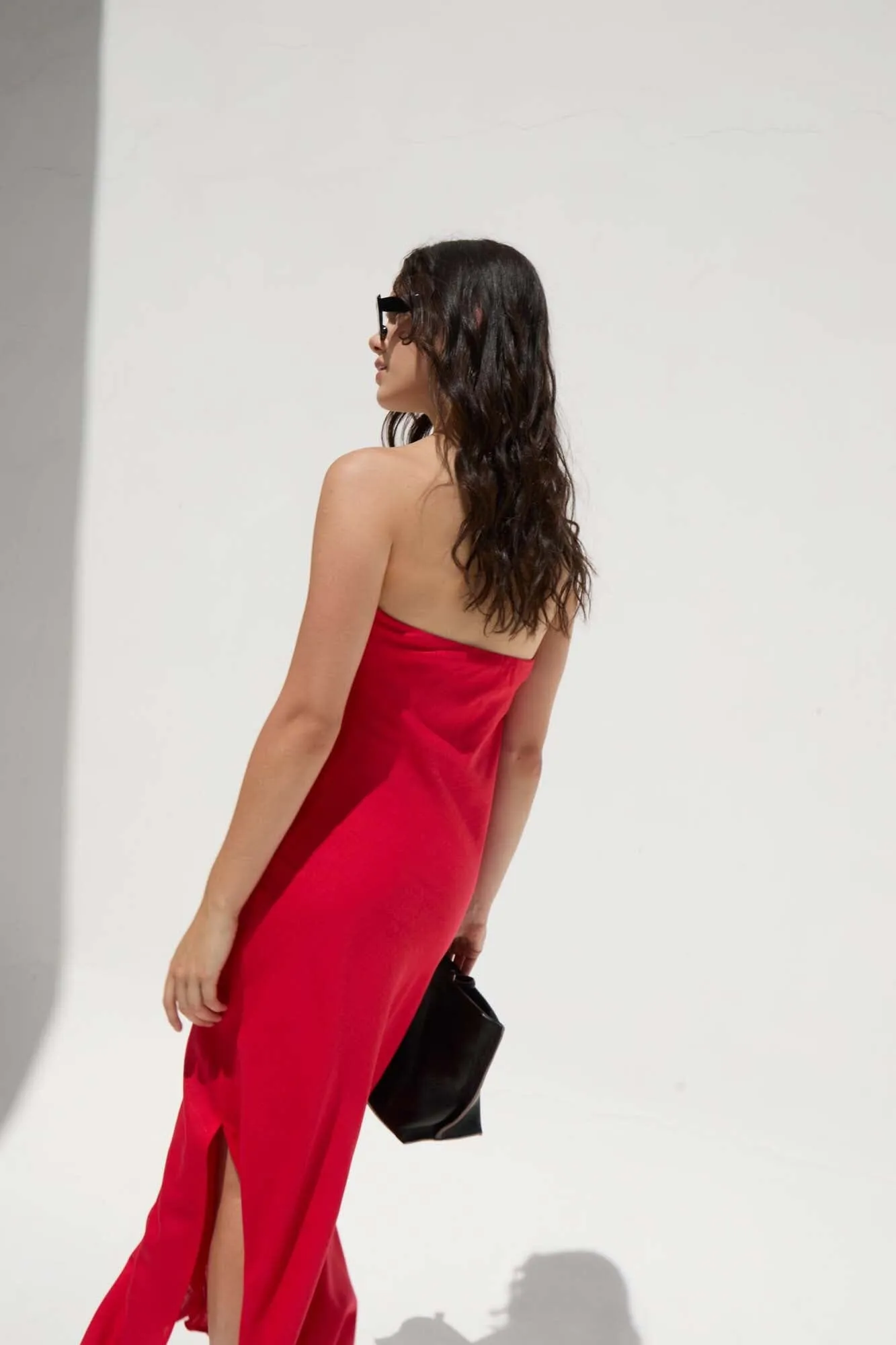 RED STRAPLESS DRESS Casual Layers