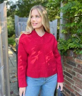 Comfort Flex Red V Neck Knitted Jumper
