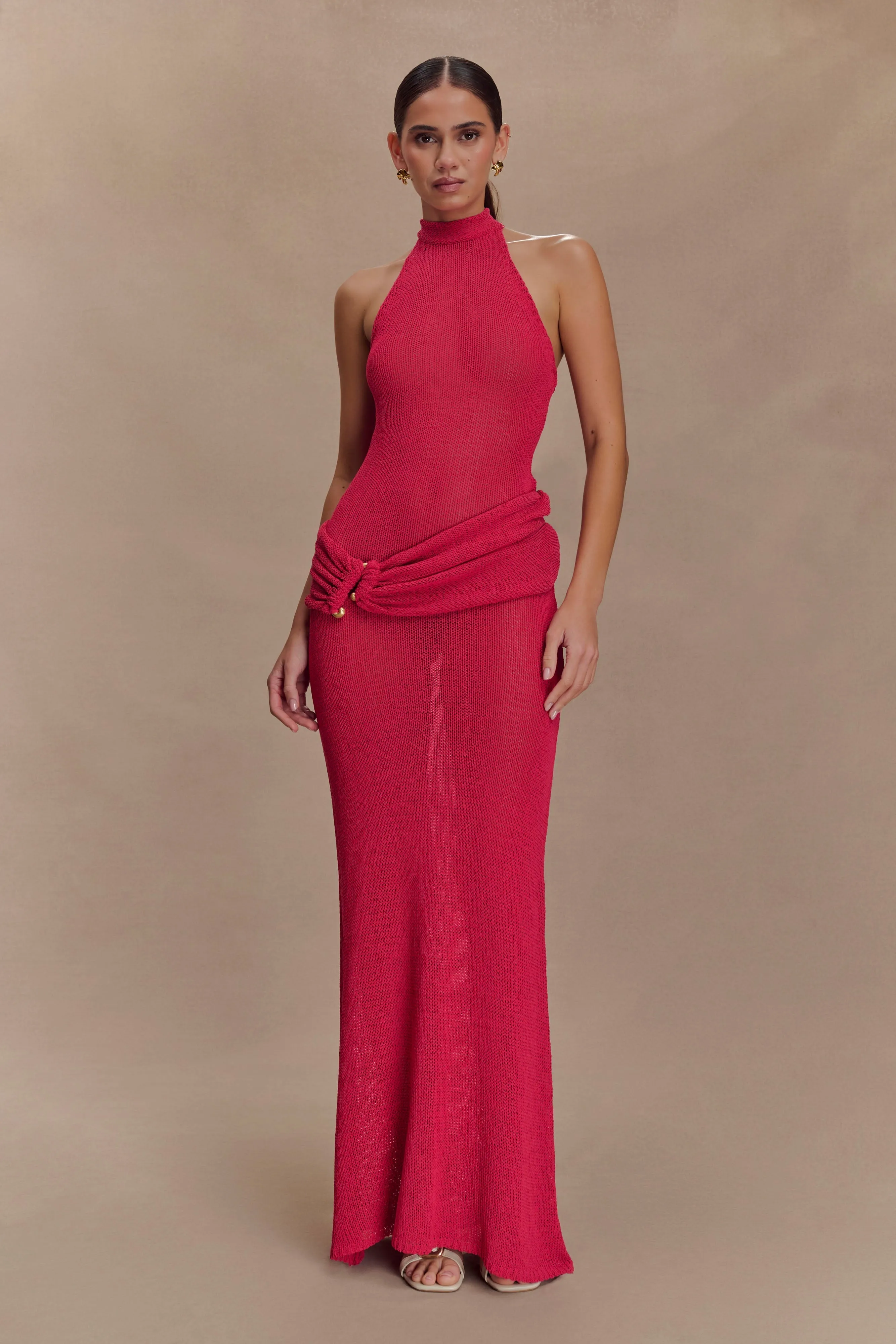 Reece Halter Knit Maxi Dress - Dragonfruit Contemporary Fit