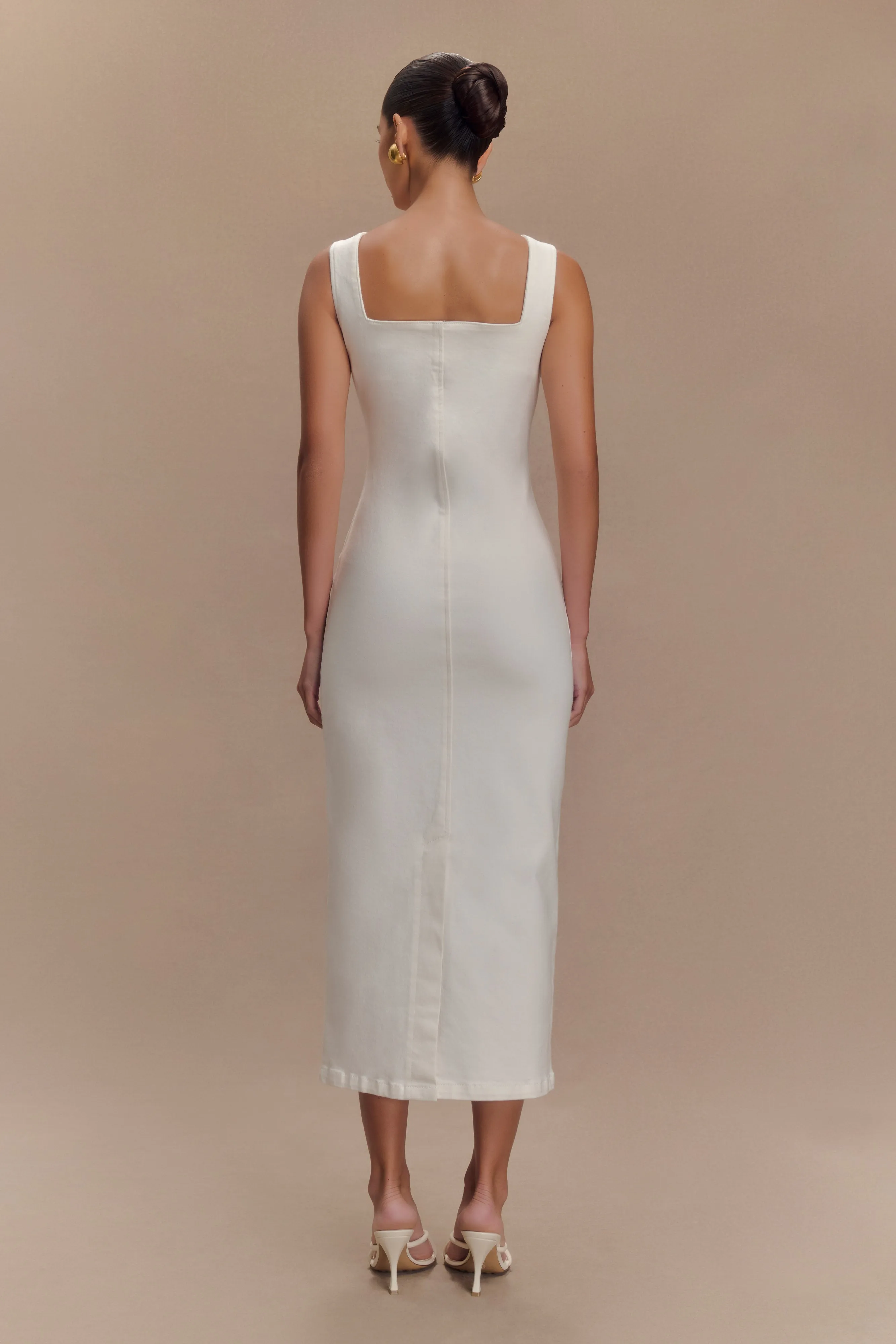 Season Ready Reyna Denim Midi Dress - White