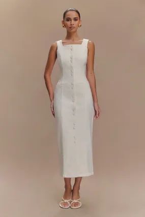 Layer Base Reyna Denim Midi Dress - White