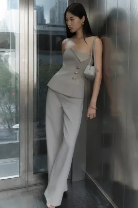 Basic Look Lindie Straight Leg Suiting Pants - Sand
