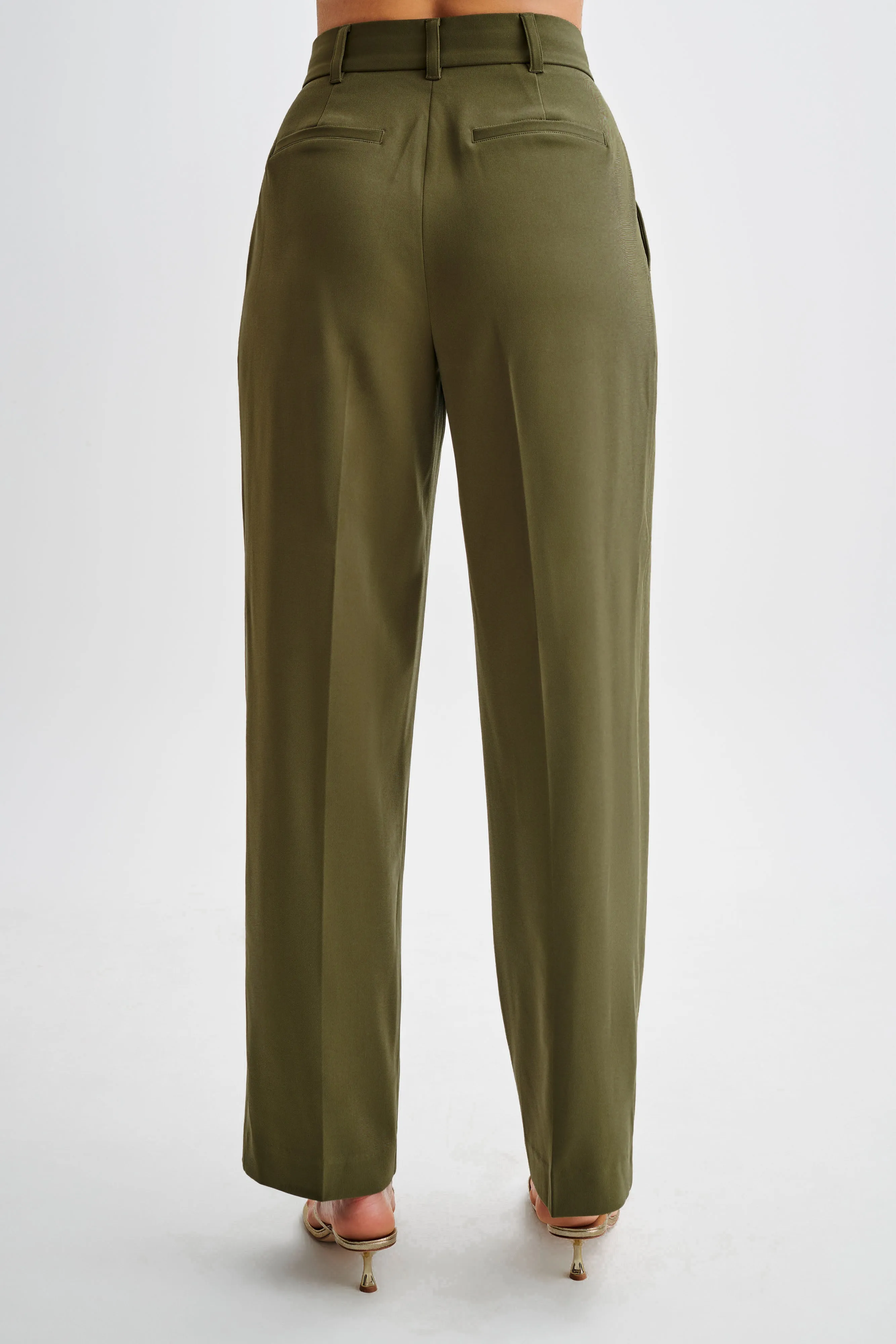 Amelie Suiting Straight Leg Pants - Military Olive HighWaistSupport Trail Comfort