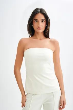 Antonia Strapless Cut Out Top - Ivory SheerLayering