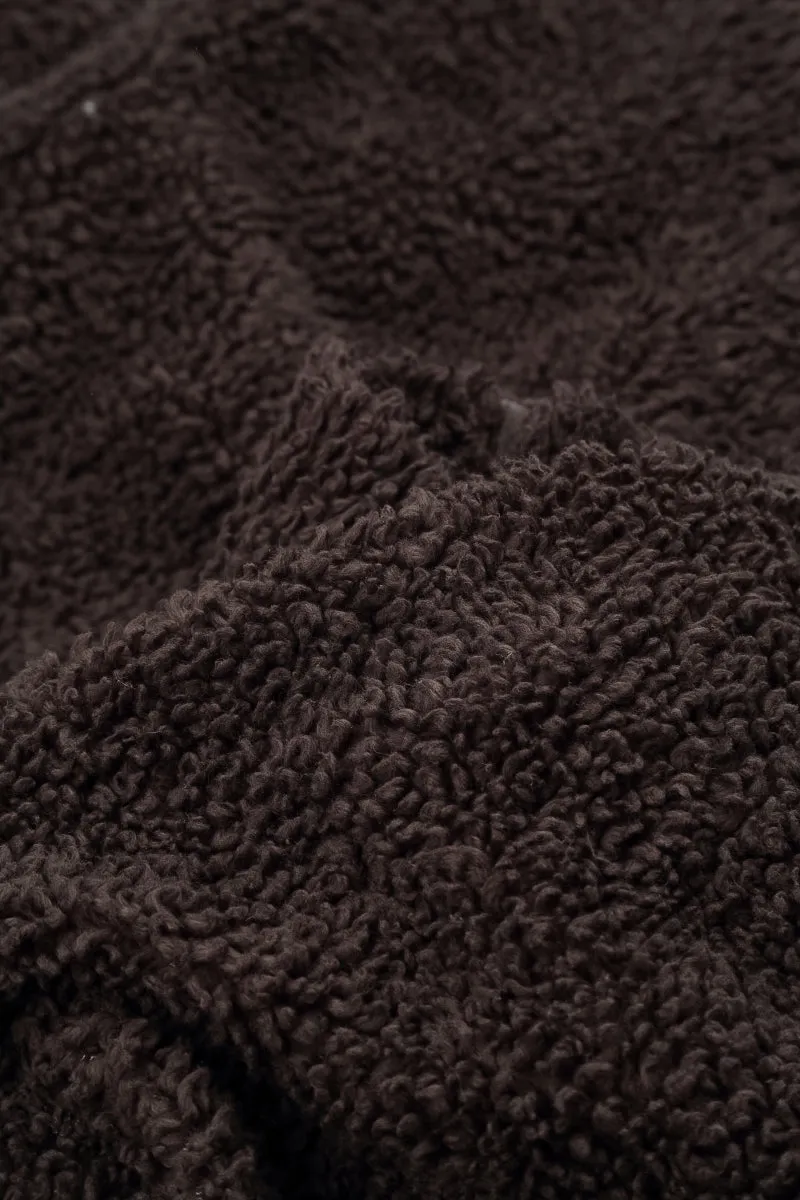 Non Bulky Insulation Ergonomic Drape Zips Forest Brown Teddy Cotton Jacket