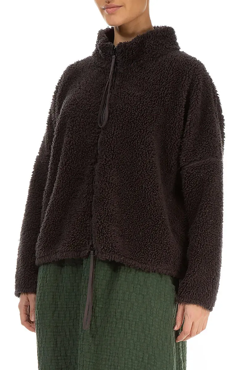 Zips Forest Brown Teddy Cotton Jacket Shrink Resistant Treatment