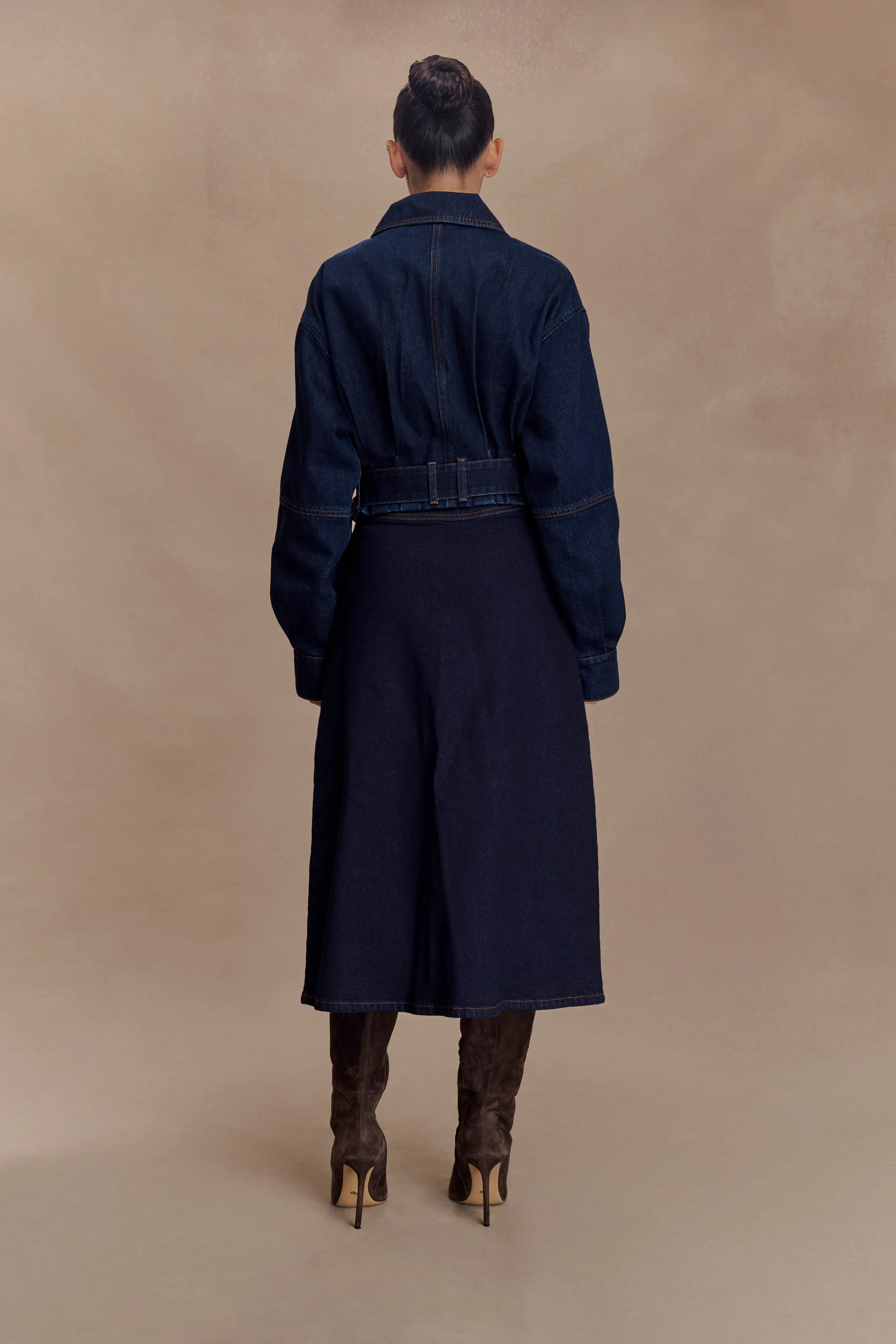 Reflective Zippers Noise Free Material Fallon Cropped Denim Jacket - Indigo Blue