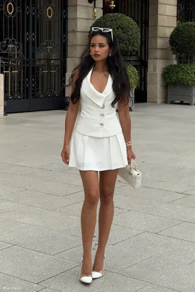 Seamless Waist Technology Berkley Suiting Mini Skirt - Ivory