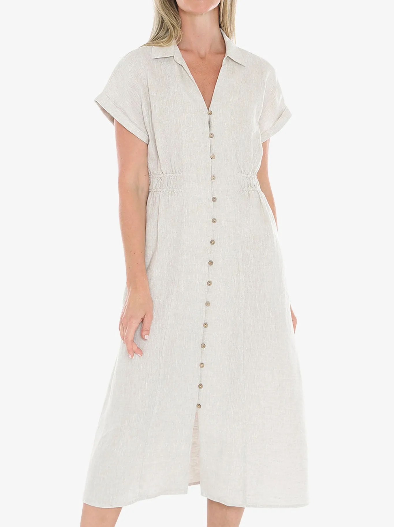 Warm Pink Comfortable Layer JUMP ELASTIC WAIST DRESS