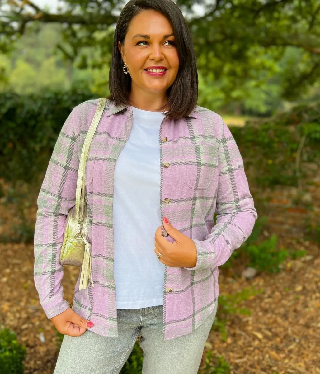 Lilac Check Soft Jersey Shirt VersatileStyle