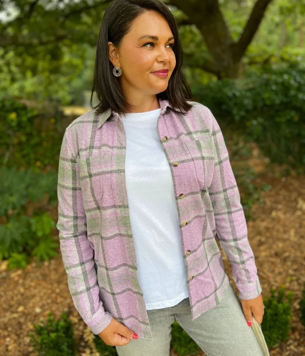 Lilac Check Soft Jersey Shirt CompactKnit