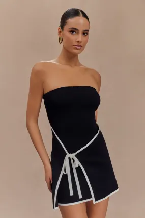 Sleeveless Cut Rian Strapless Knit Mini Dress - Black