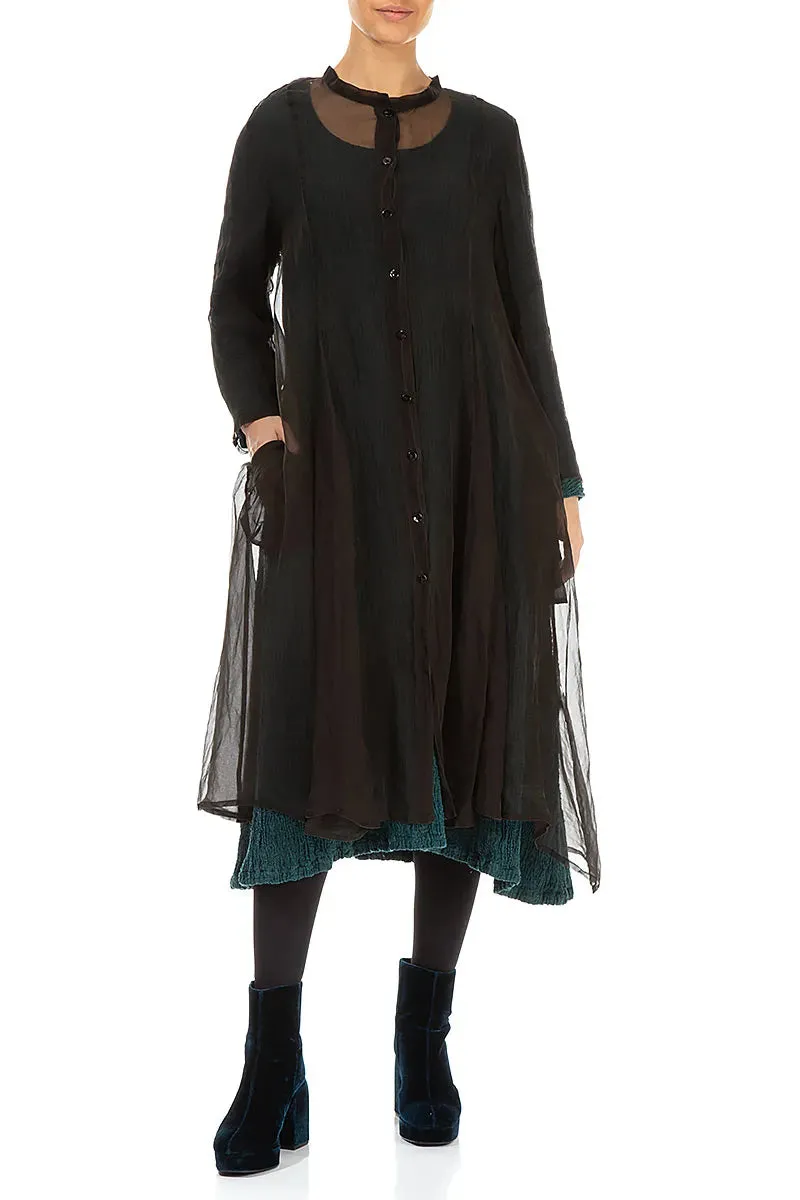 Moisture wicking Flowy Forest Brown Silk Chiffon Jacket