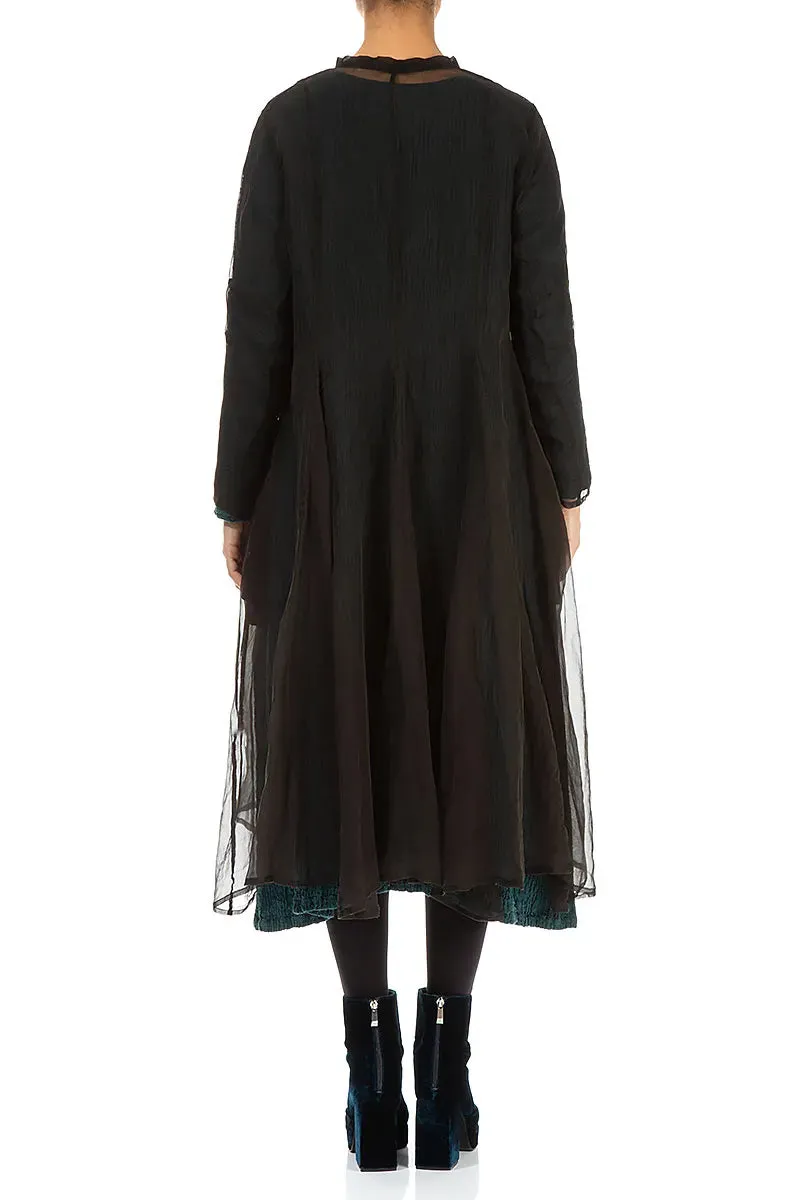 Chill Day Layer Reversible Style Flowy Forest Brown Silk Chiffon Jacket