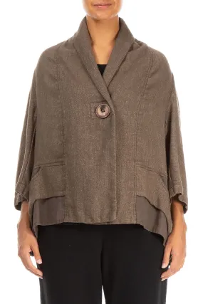Reinforced Elbows Glove Friendly Cuff Design Single Button Brown Wool Linen Jacket