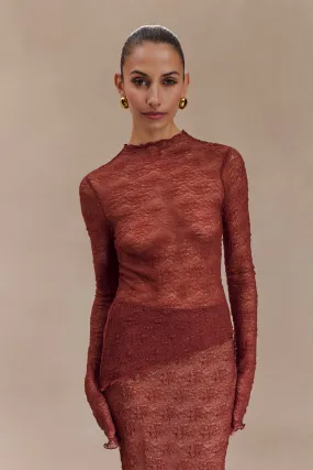 Riley Sheer Lace Long Sleeve Top - Chilli AirflowVents Elegant Look