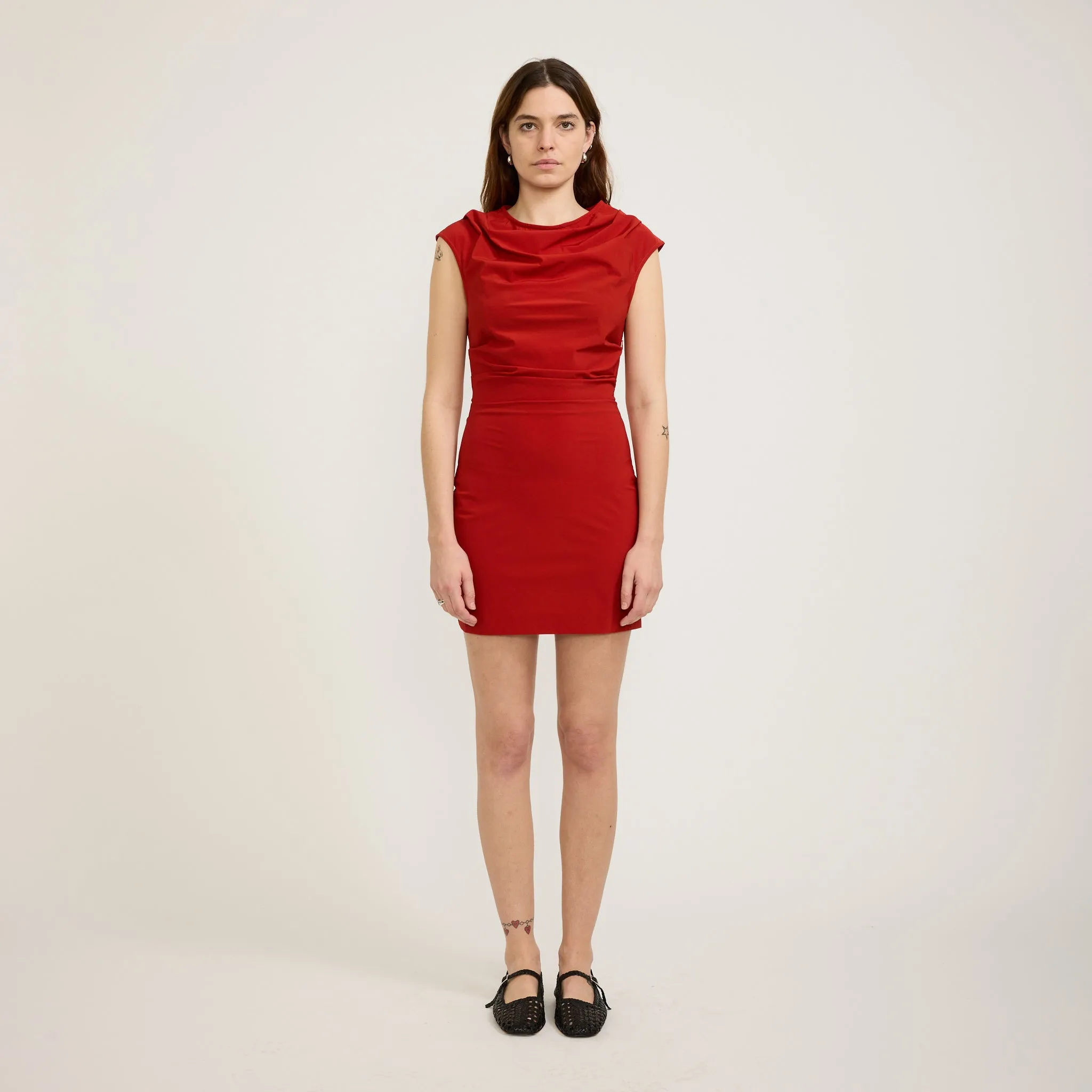 Scoop-Neck Day Chic Rina Mini Dress Tangerine