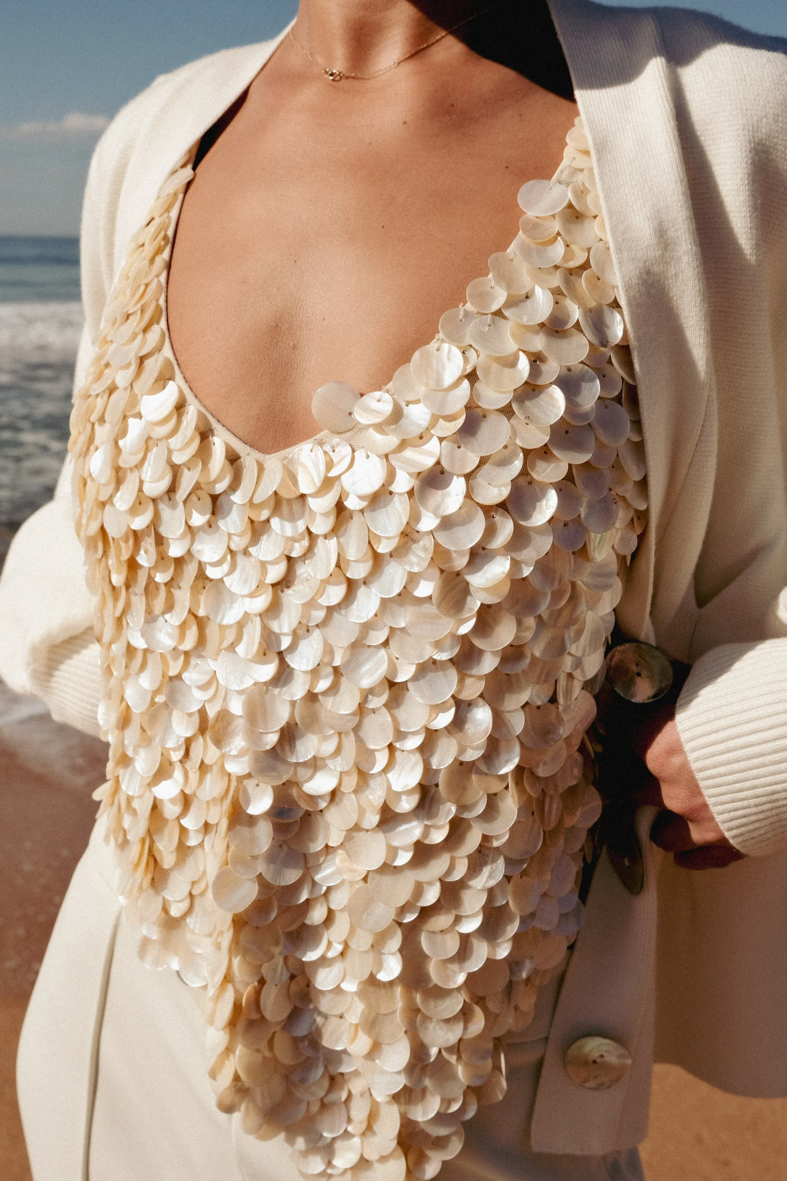 Willow Mother Of Pearl Halter Top - Pearl AbrasionResistant Fabric