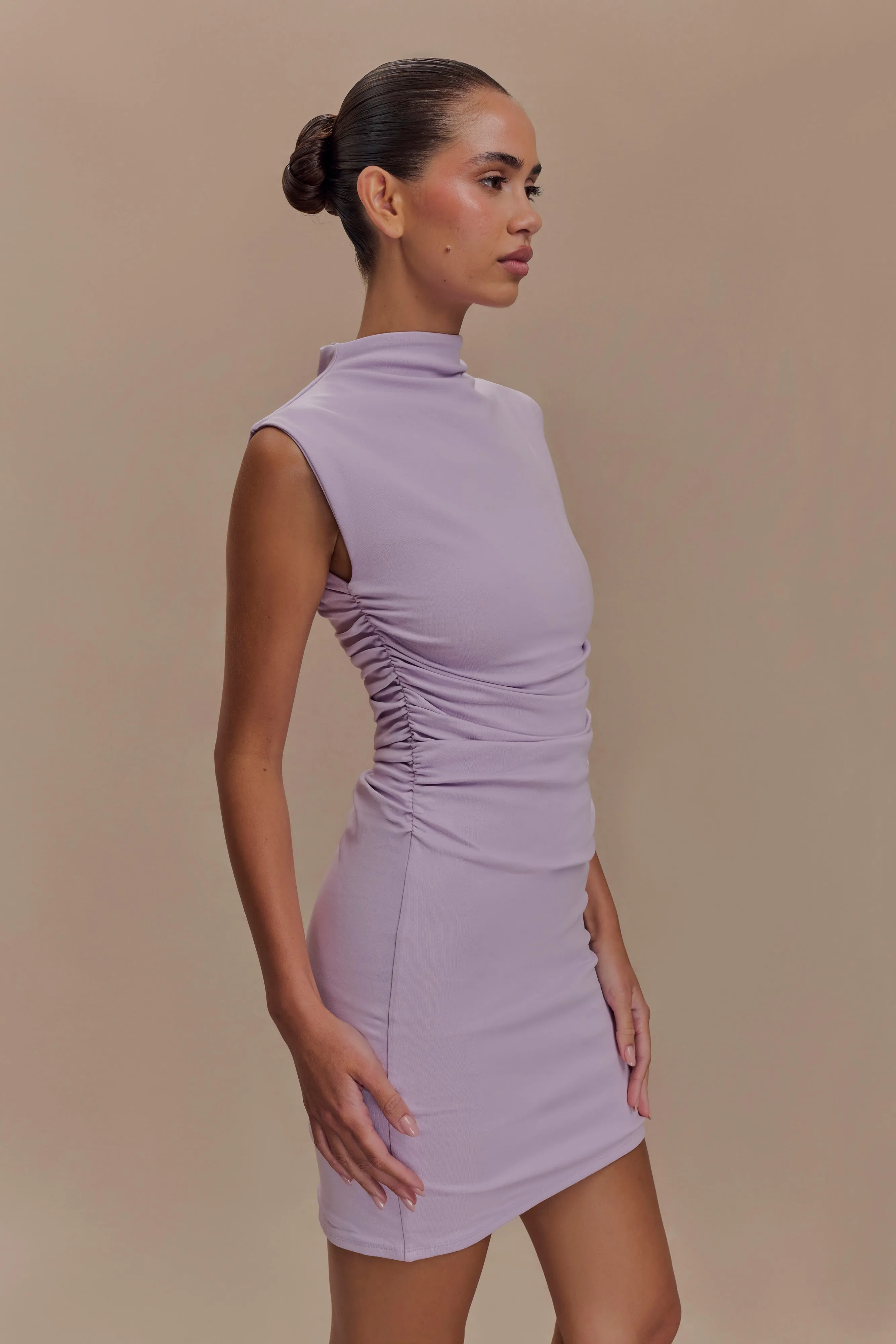 Elliot High Neck Sleeveless Mini Dress - Lilac Bright Colors