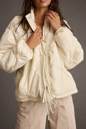BondedSeamTechnology Layered Look Rosey Cream Zip Front Puffer Coat