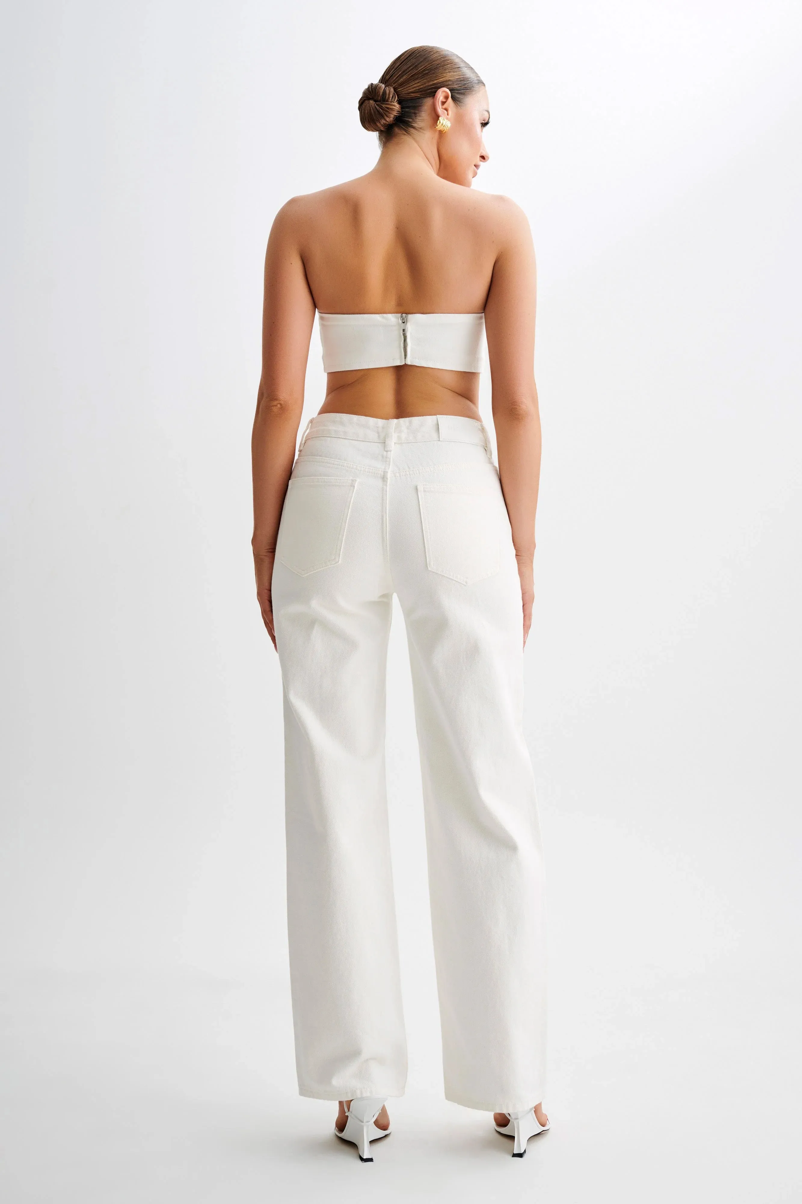 Roxy Wide Leg High Waist Denim Jeans - White Compact Fit AbrasionResistantPanels