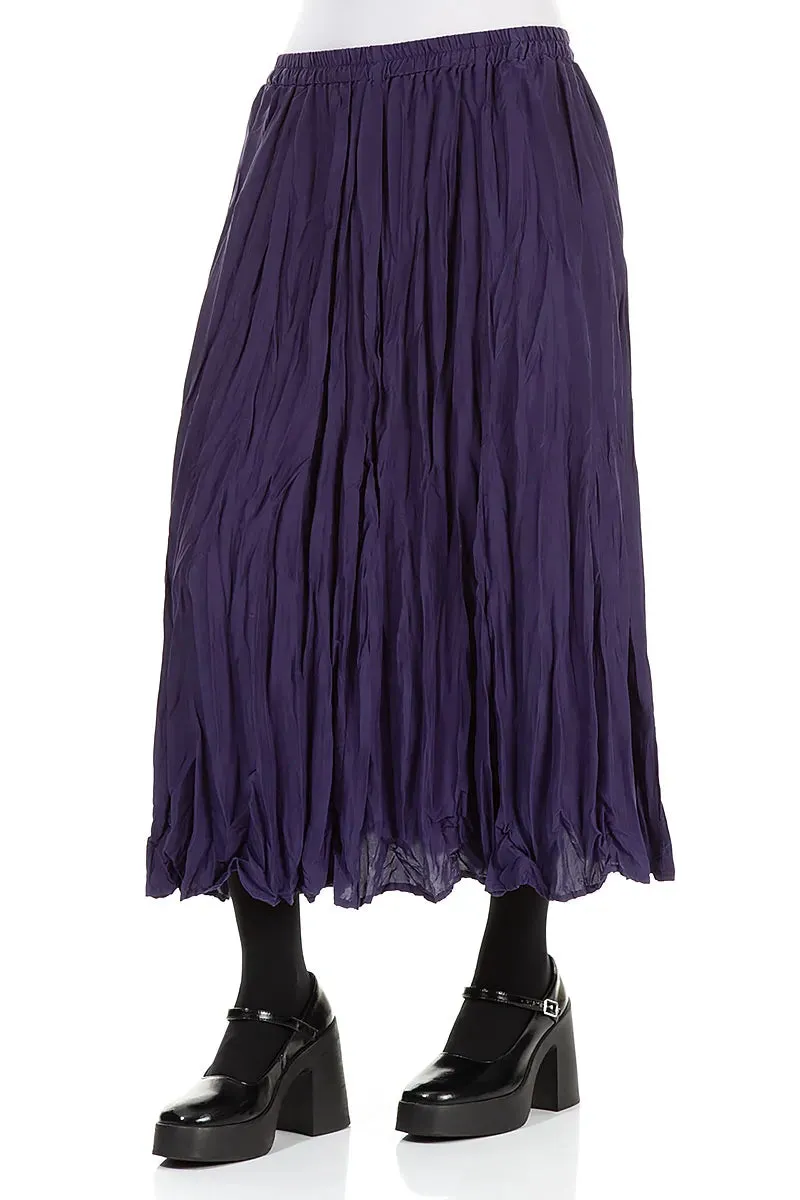 Stylish Finish Fit Choice Royal Purple Crumpled Pure Silk Skirt
