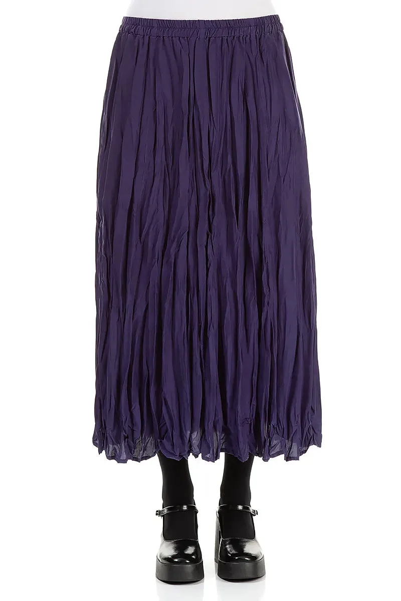 Royal Purple Crumpled Pure Silk Skirt Fashion Style