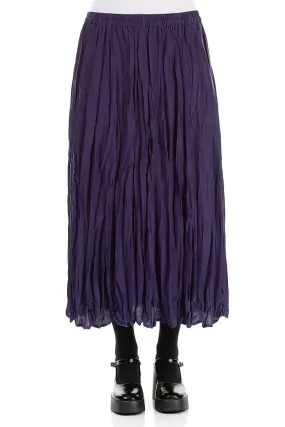 Royal Purple Crumpled Pure Silk Skirt Fashion Style