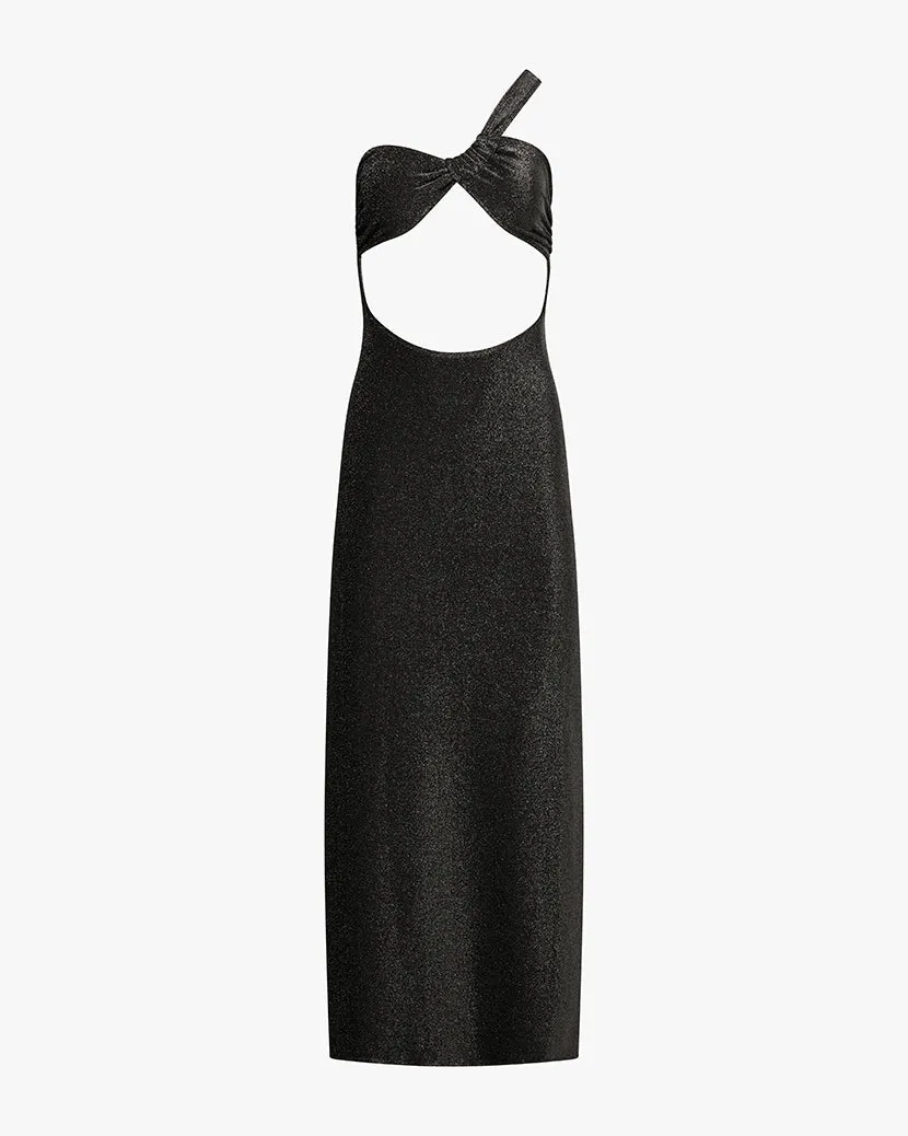 Ruched Asymmetrical Knit Maxi Dress Natural Tones Smooth Blend
