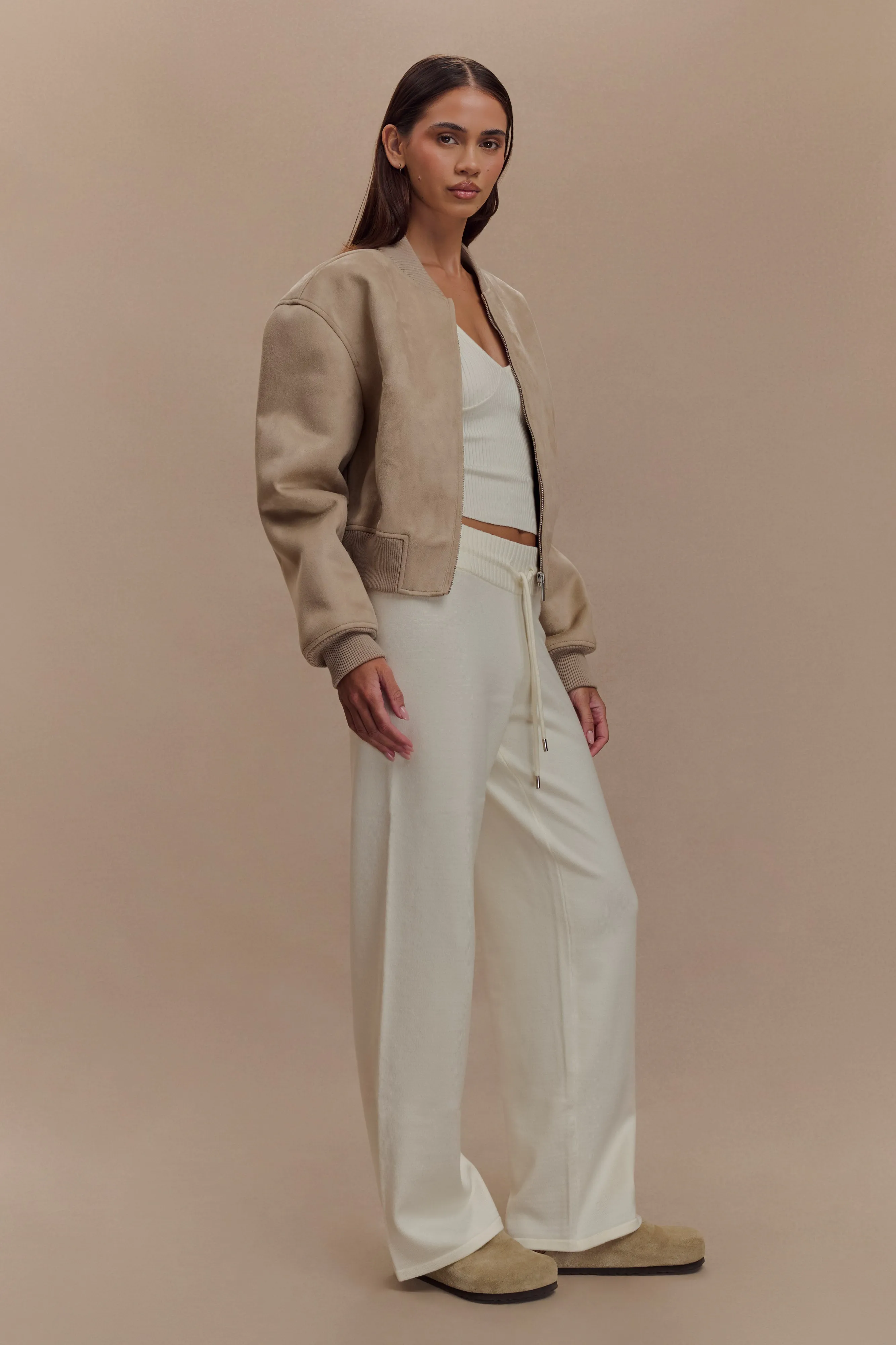 Rudy Suede Bomber Jacket - Sand High Performance Blend Static Dissipating Threading