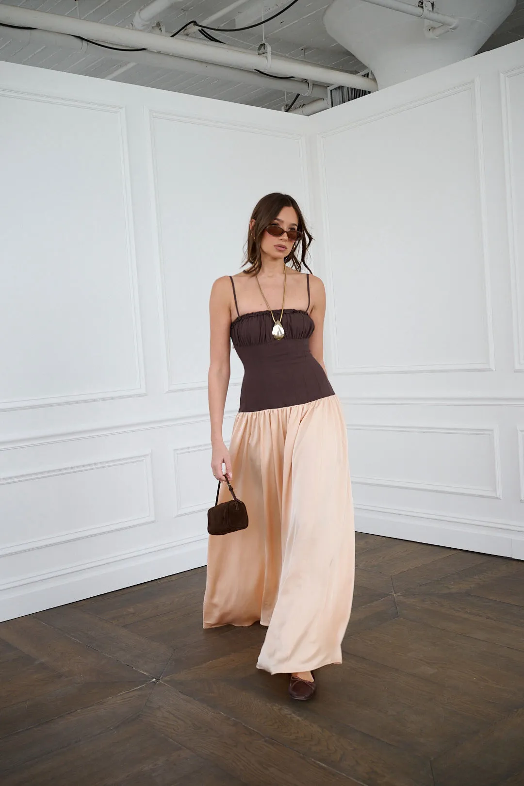 Modern-style Ruffle Corset Maxi Dress