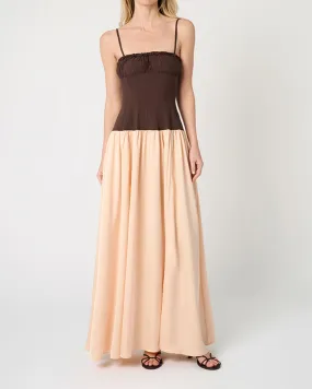 Sharp Fit Ruffle Corset Maxi Dress