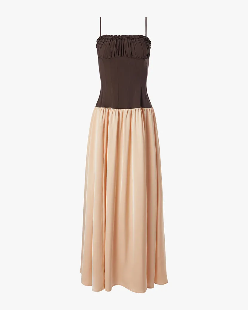 Ruffle Corset Maxi Dress Easy-Storage Functional Fit