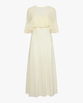 Ruffle Shawl Collar Maxi Dress Feminine Style