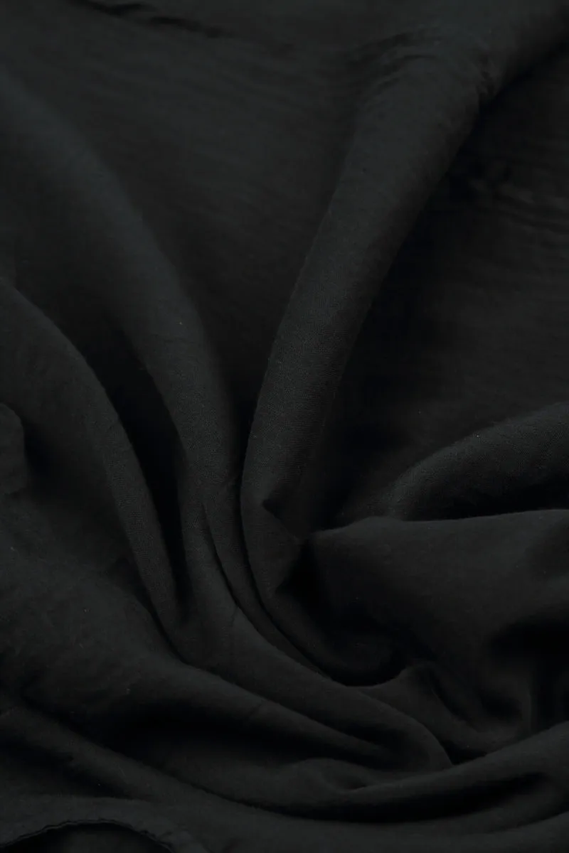 Ruffled Black Silk Cotton Skirt Cool Tone