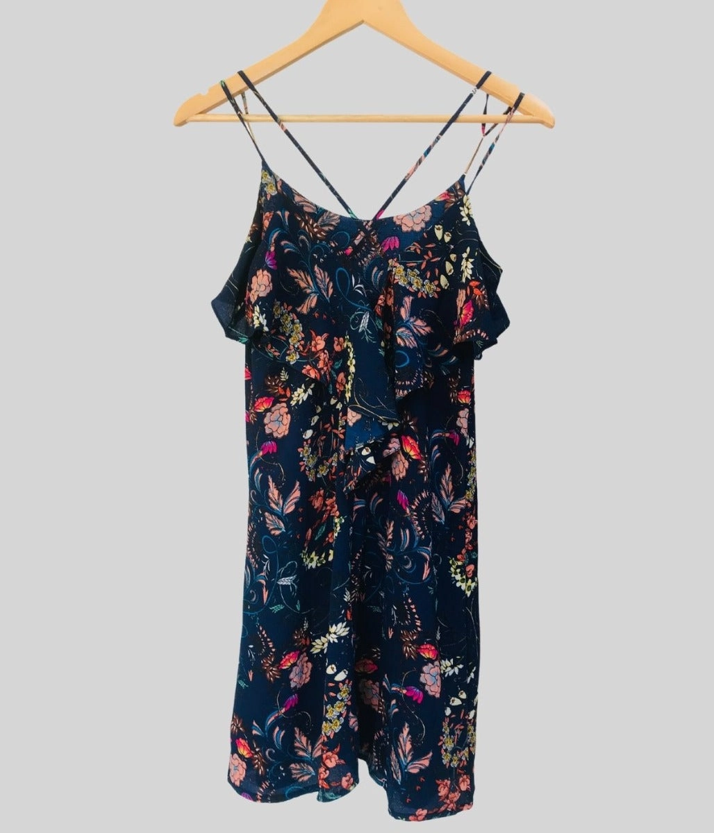 Fashionable Touch Navy Floral Shift Dress 6 8