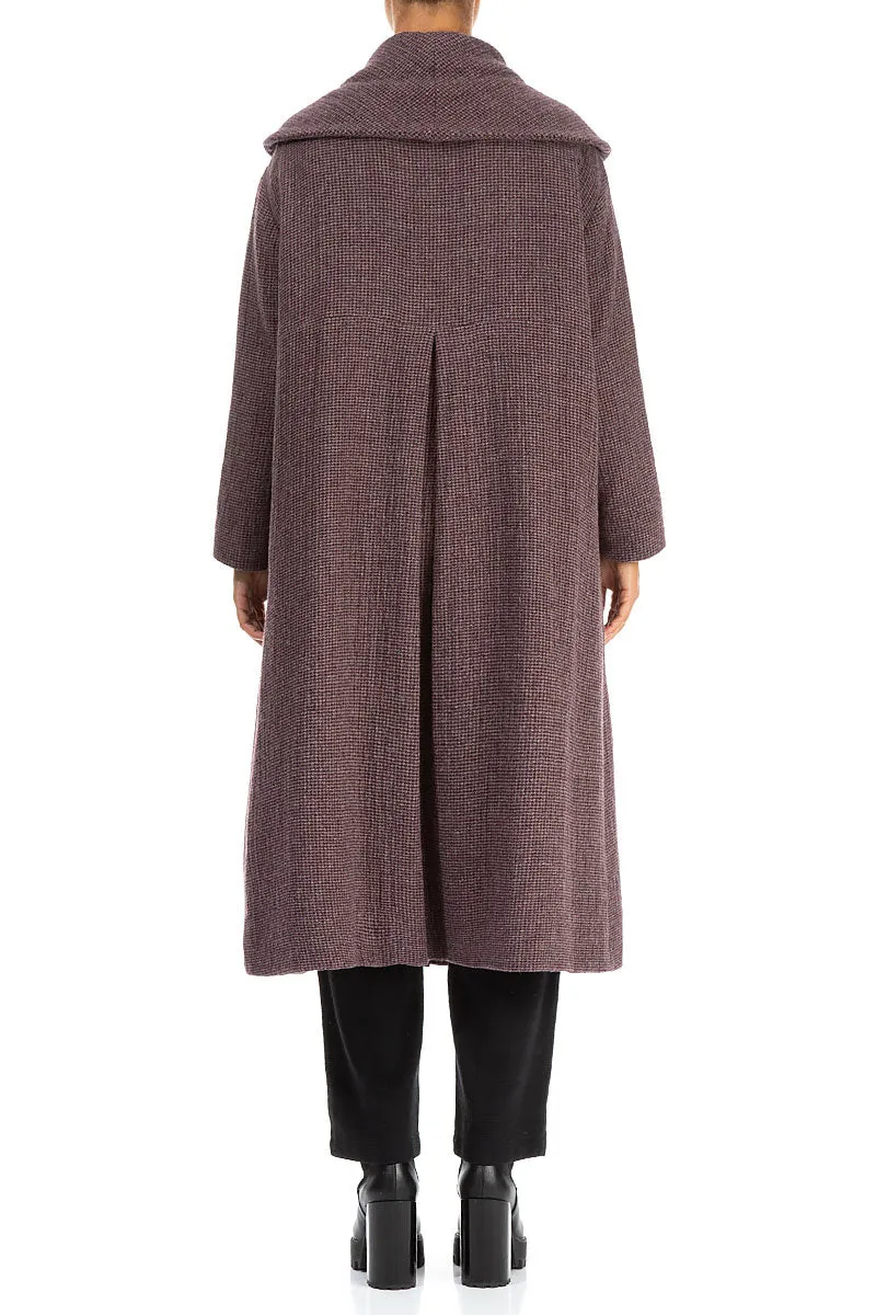 Wool blend Wide Collar Purple Brown Wool Swing Coat