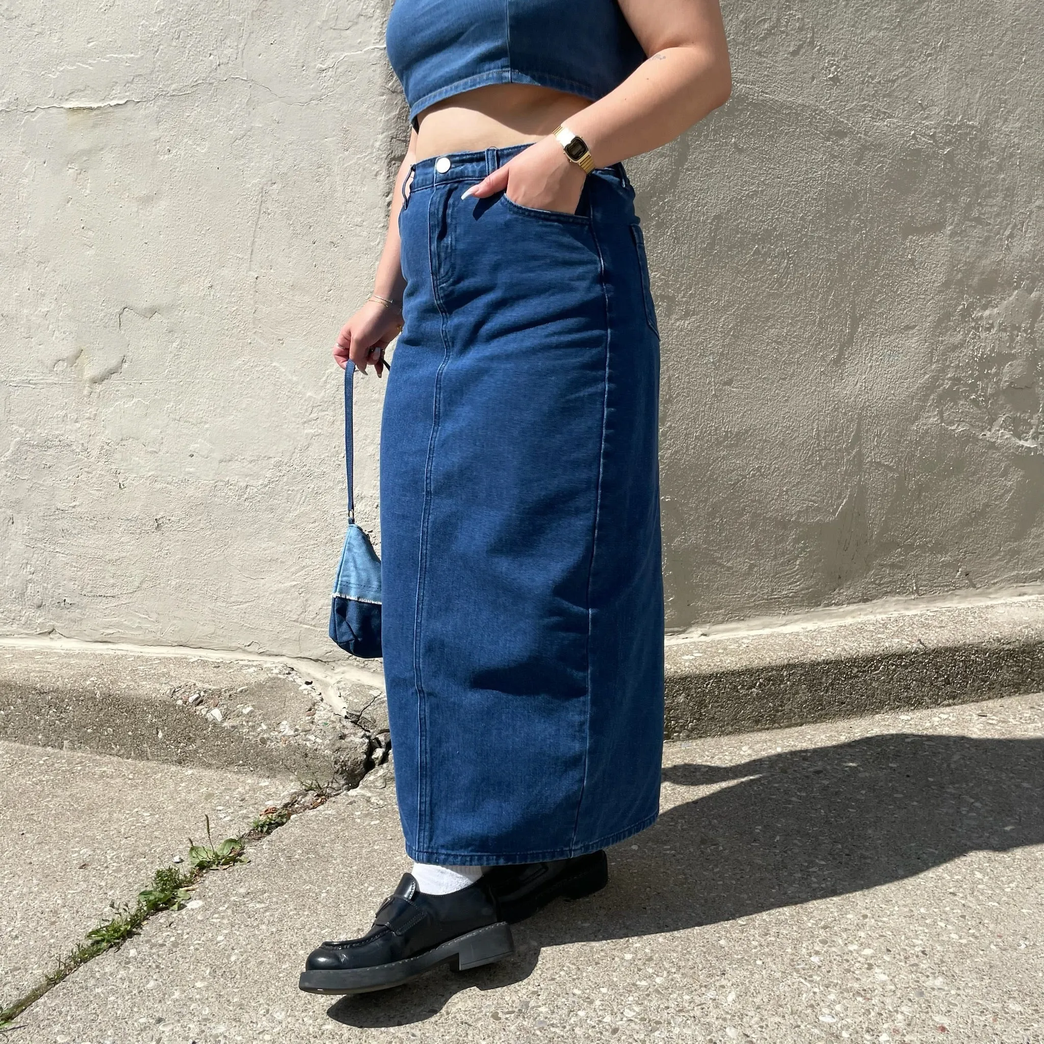Edgy Look Crisscross Back SABRIA Midi Skirt