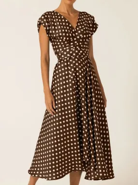 Ribbed-Texture SACHA DRAKE DOTTI WRAP MIDI DRESS