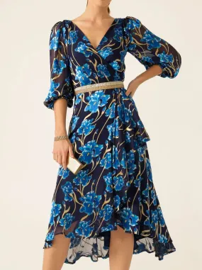 SACHA DRAKE LINNEE WRAP MIDI DRESS High-waisted evening piece Bright Mood