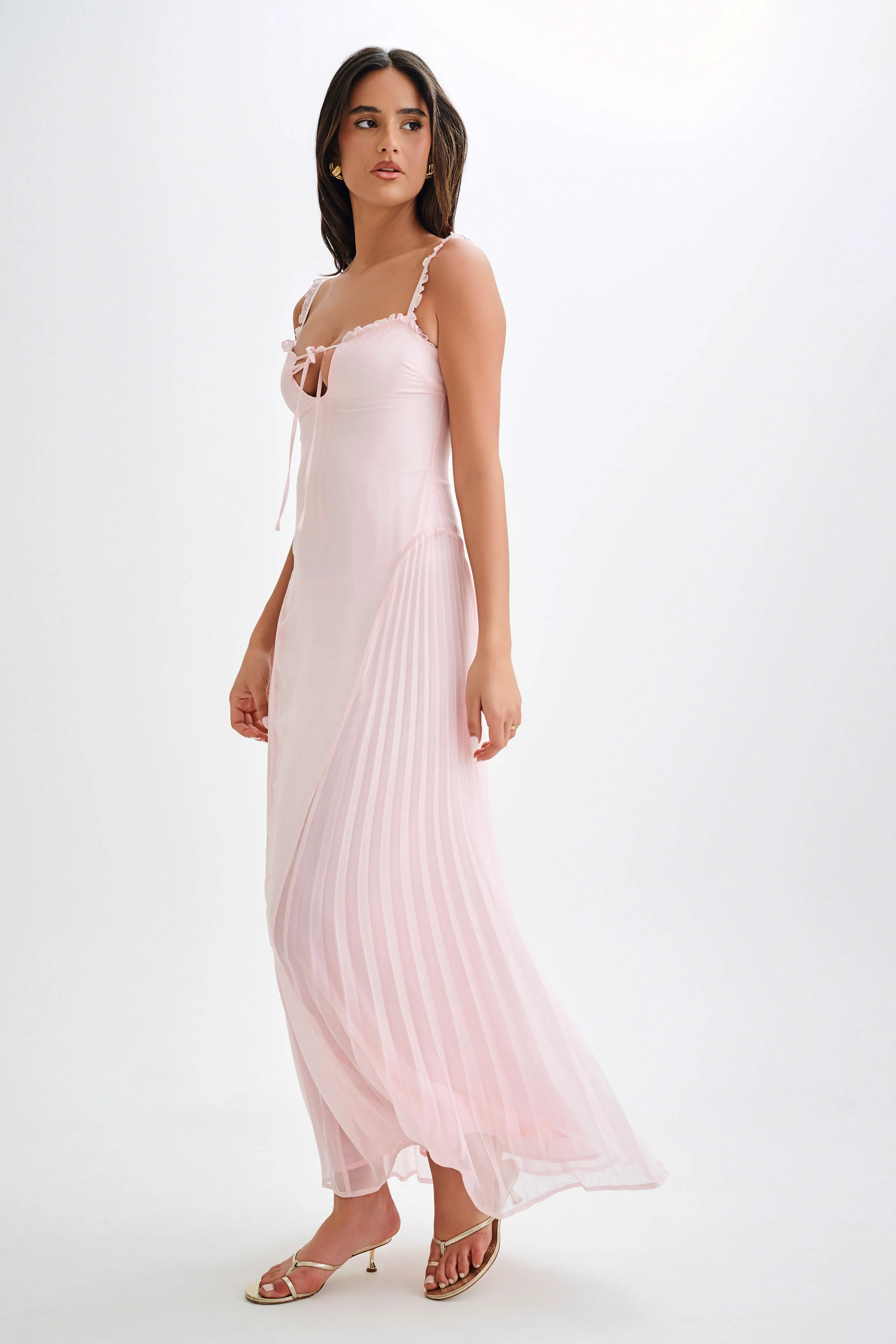 Feminine Vibe Lightweight-Comfort Saira Chiffon Maxi Dress - Powder Pink