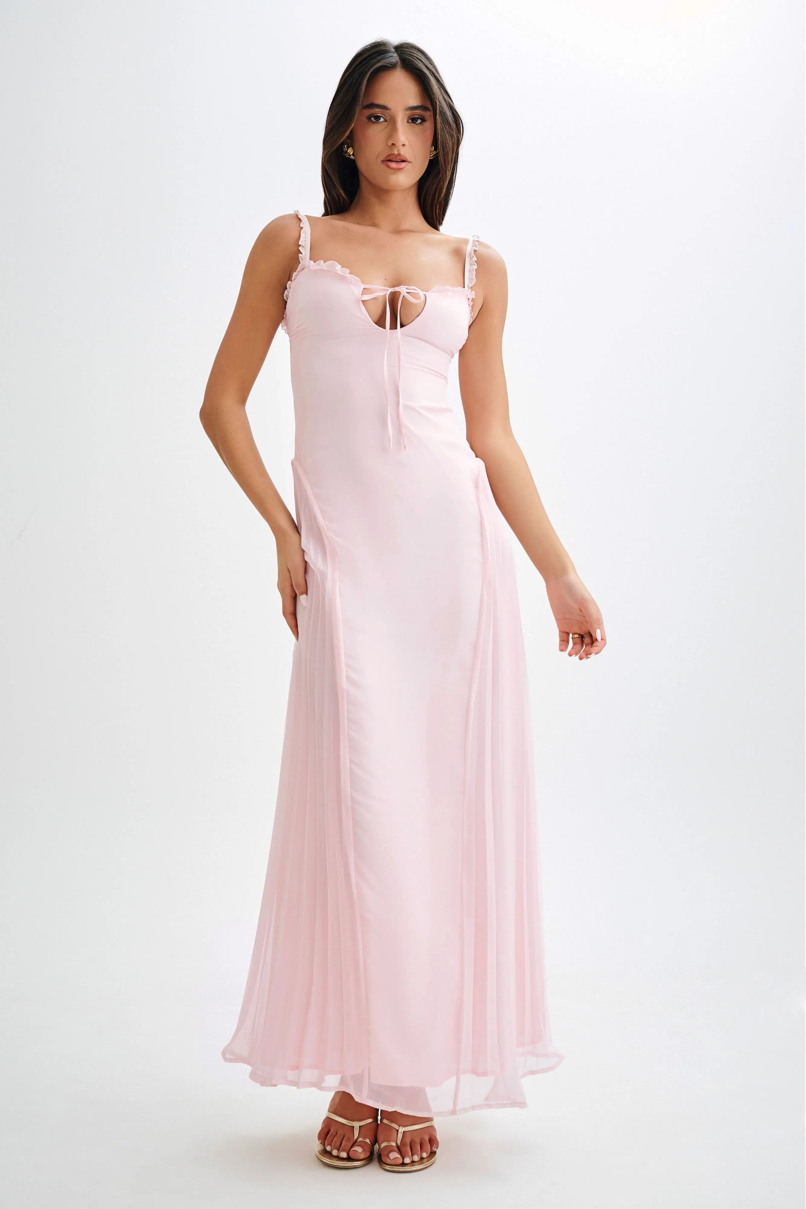Beach Moment Luxe Mood Saira Chiffon Maxi Dress - Powder Pink