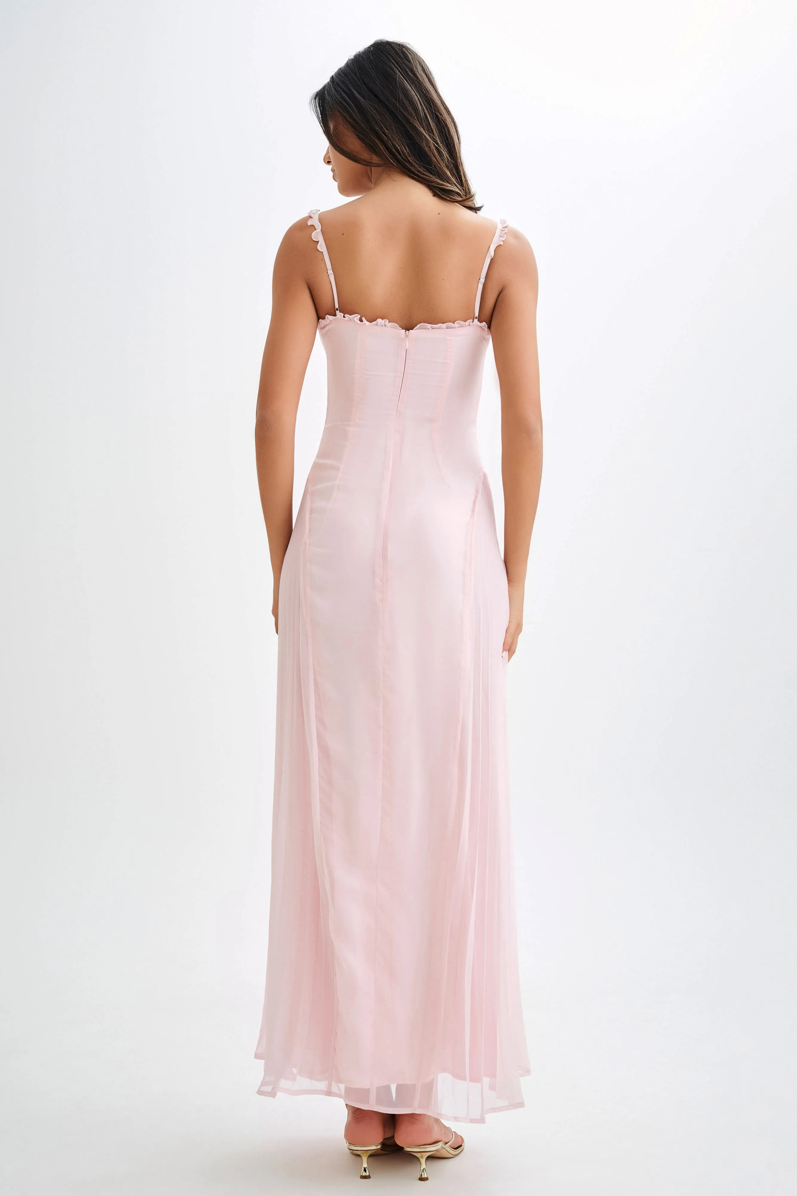 Saira Chiffon Maxi Dress - Powder Pink Trendy Wearable Kind Light