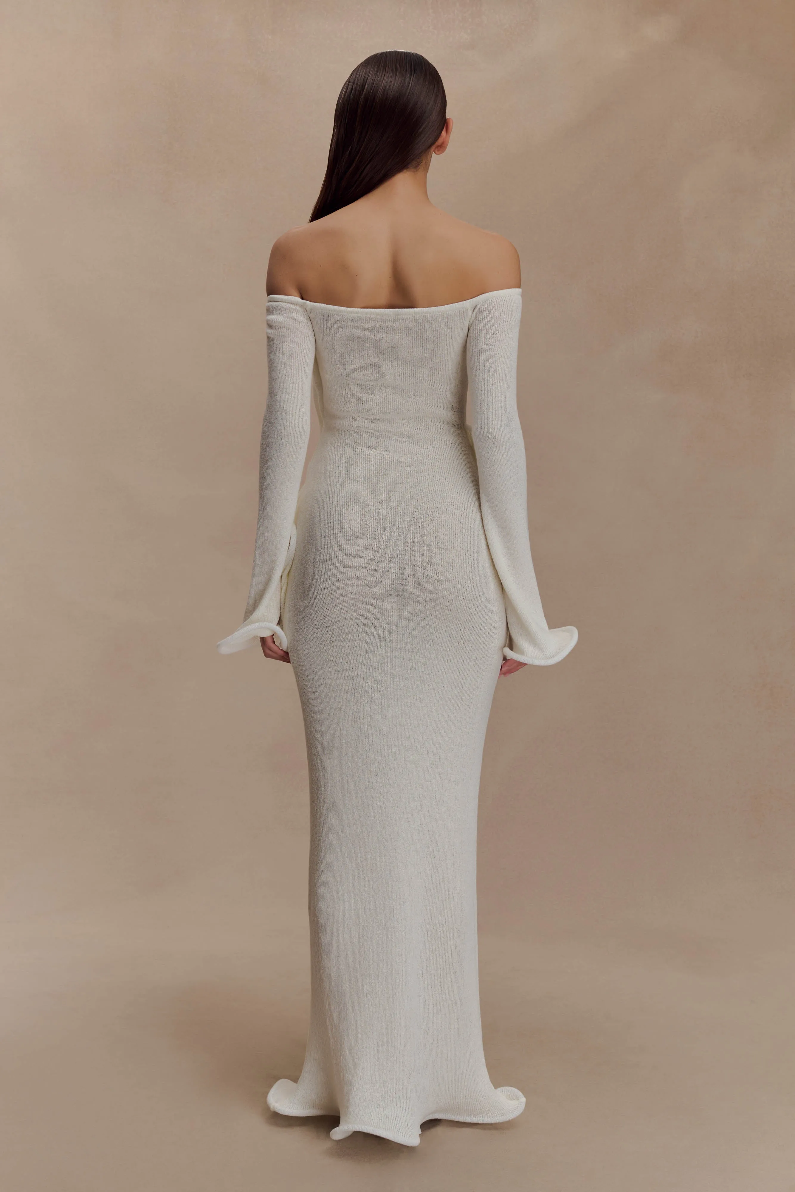Casual Layers Sandrine Off Shoulder Knit Maxi Dress - White