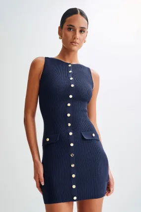 Sawyer Knit Mini Dress - Navy Comfy and Cozy Soft cotton blend dress