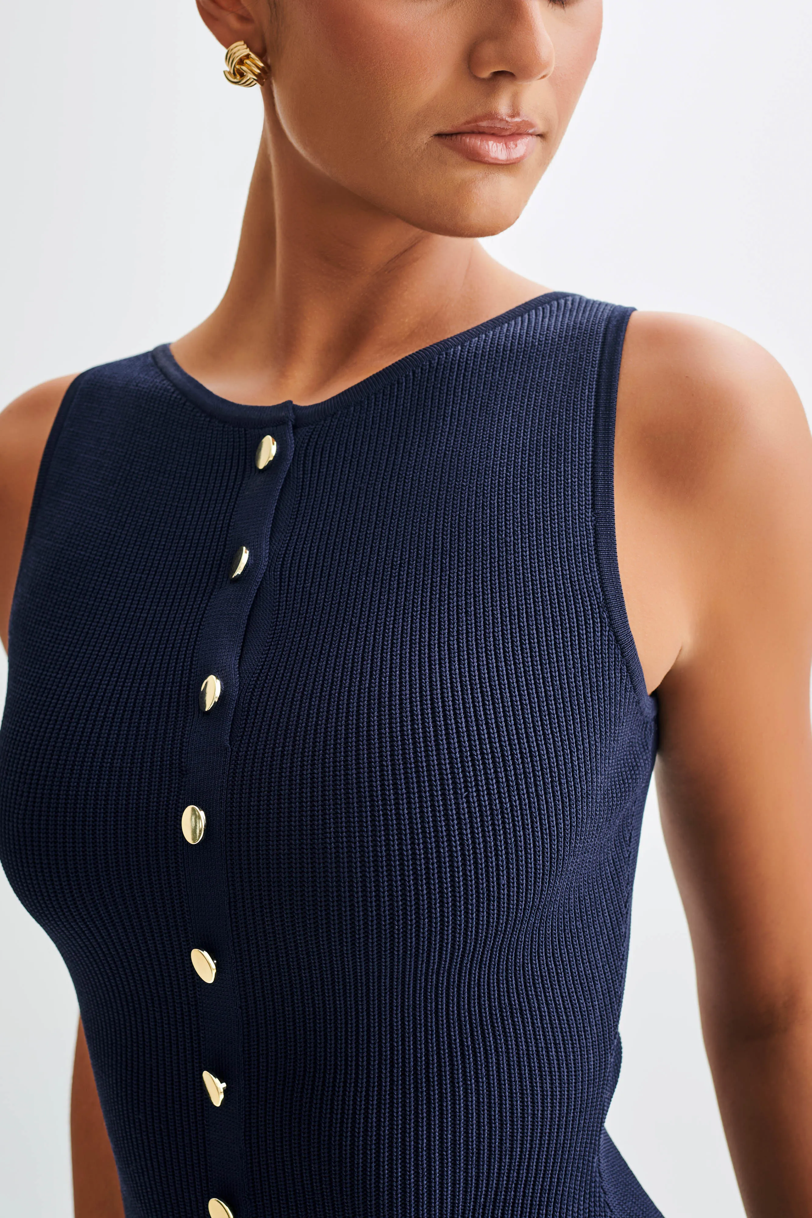 Daywear Comfort Relaxed Line Sawyer Knit Mini Dress - Navy