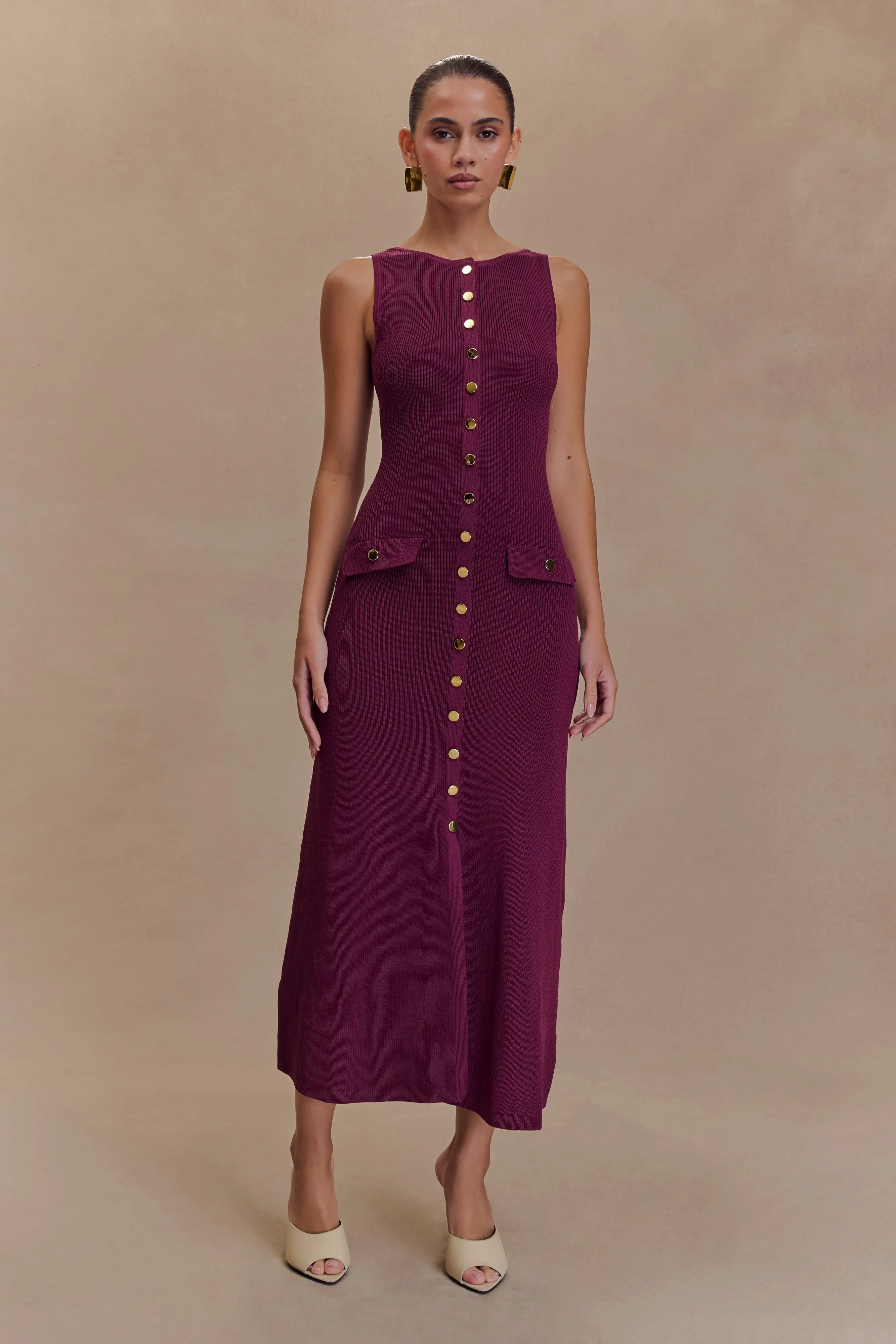 Perfect Layers Relax Line Sawyer Sleeveless Buttoned Maxi Dress - Plum