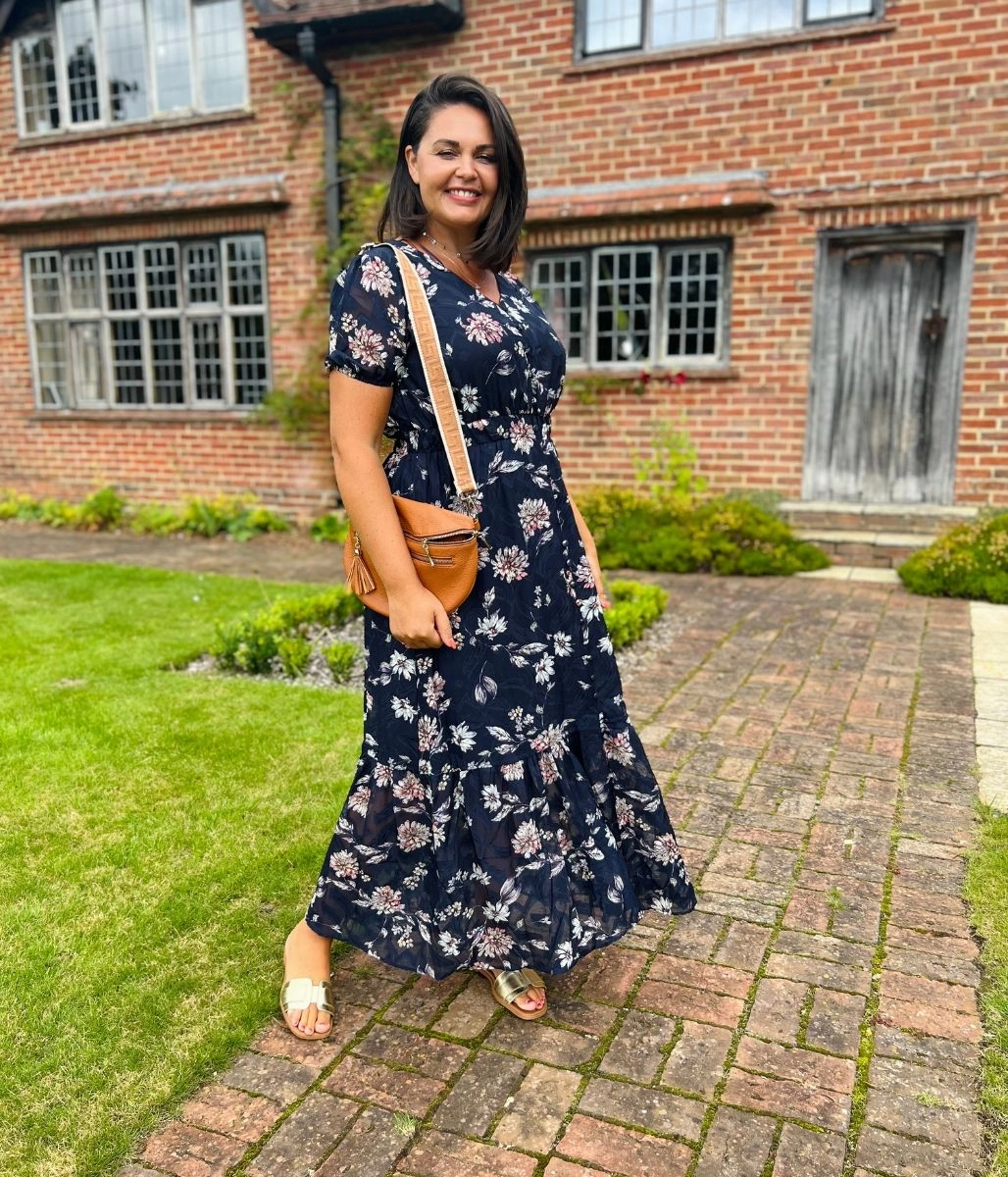 Navy Floral Tiered Maxi Dress Easy Comfort Look