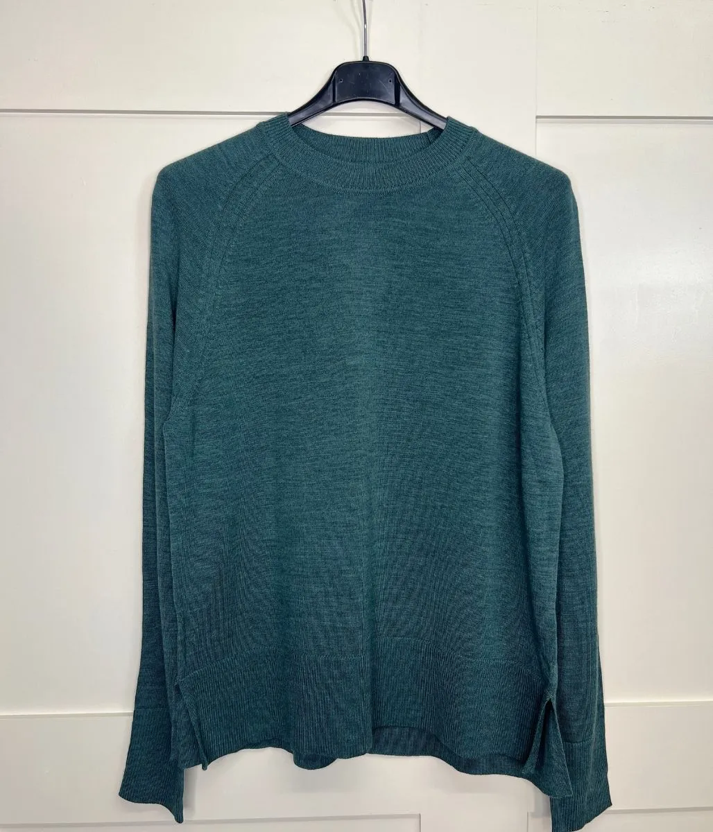 Static Reducing Finish All Purpose Fit Sea Green Fine Merino Wool Jumper