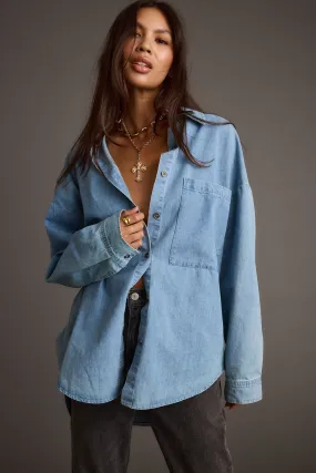 Pocket Reinforcement MinimalistDesign Springsteen Chambray Oversized Button Down Shirt